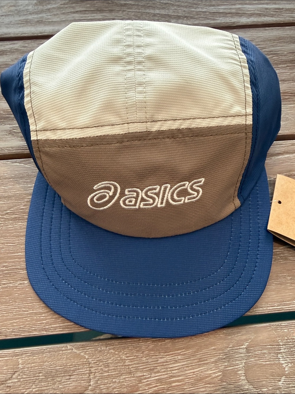 Asics Navy, Khaki and Cream 5 Panel Running Cap OSFA NWT